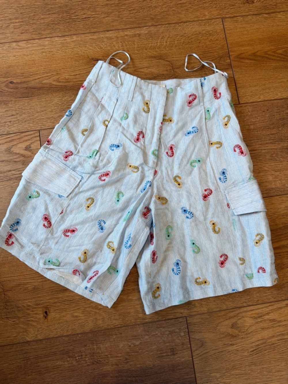 NWT Anthropologie Conditions Apply Blue/White Stripe Bermuda Shrimp XSM